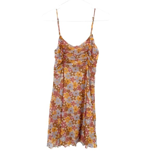 Altar'd State Size XS Sleeveless Mini Dress Floral Flower Print Pink Yellow‎ Tan - Picture 1 of 5